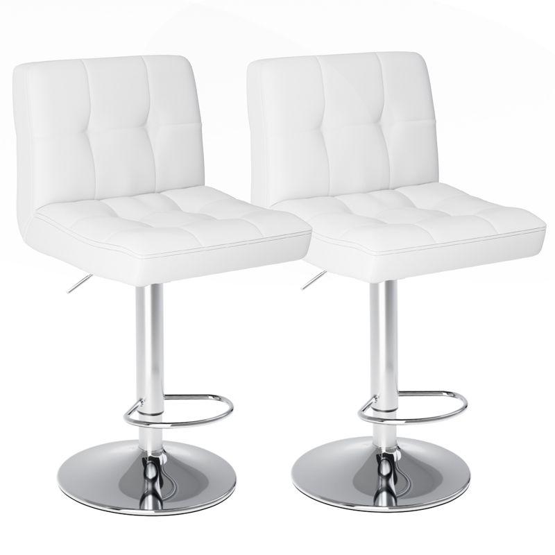 Bar Stools 1 Set Of 2, Counter Height Bar Stools, Square Cushion Bar Stools With Back, Footstool, Cafe, 2 Pieces