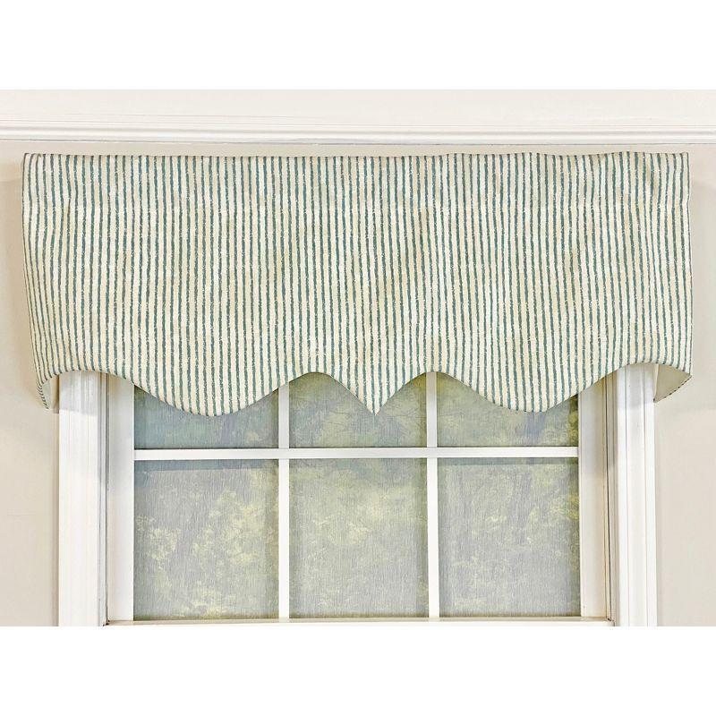 Ocean Blue Striped Rod Pocket Window Valance