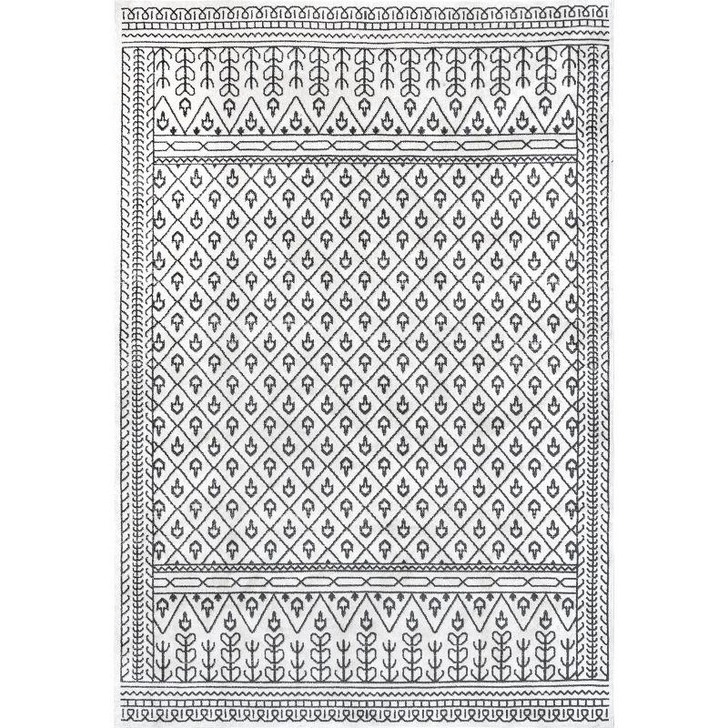 Nuloom Casandra Moroccan 4x6 Machine Washable Indoor Area Rug for Living Room Bedroom Dining Room Kitchen, Grey/Ivory