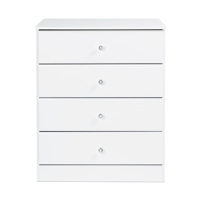 Astrid Crystal White 4-Drawer Vertical Dresser with Acrylic Knobs