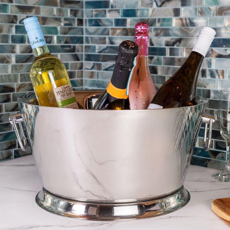 Prep & Savour Demetro Beverage Tub for Parties Stainless Steel Drink Tub Cooler Ice Bucket for Hosting Parties Drink Bucket with Handles