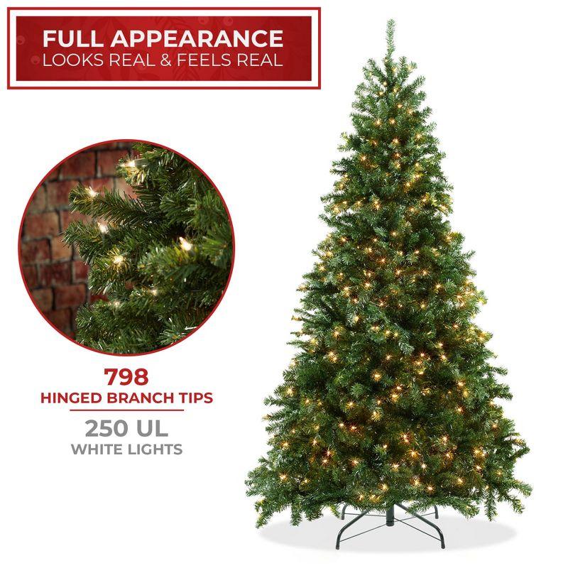 Casafield Realistic Pre-Lit Green Spruce Artificial Holiday Christmas Tree with Sturdy Metal Stand