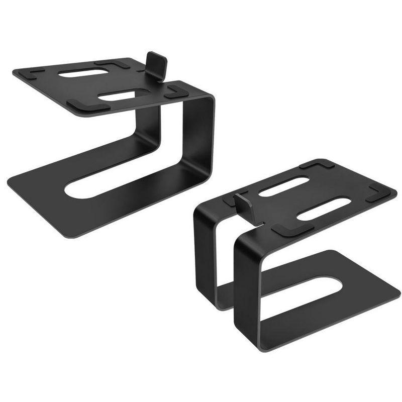 Black Metal Tilted Desktop Bookshelf Speaker Stands Pair