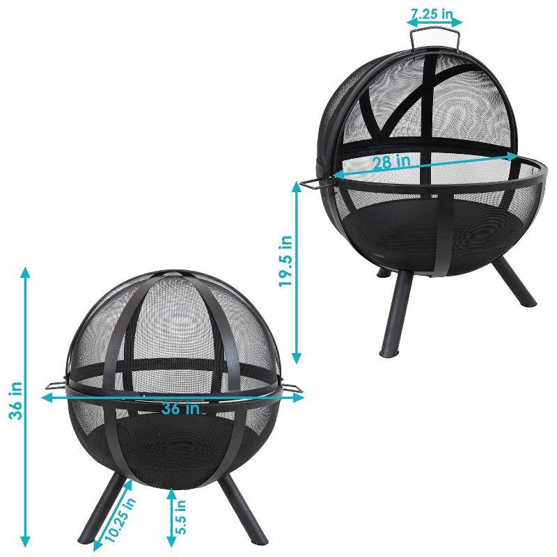 Sunnydaze Outdoor Portable Camping or Backyard Flaming Sphere Ball Fire Pit with Built-In Spark Screen - 30" - Black