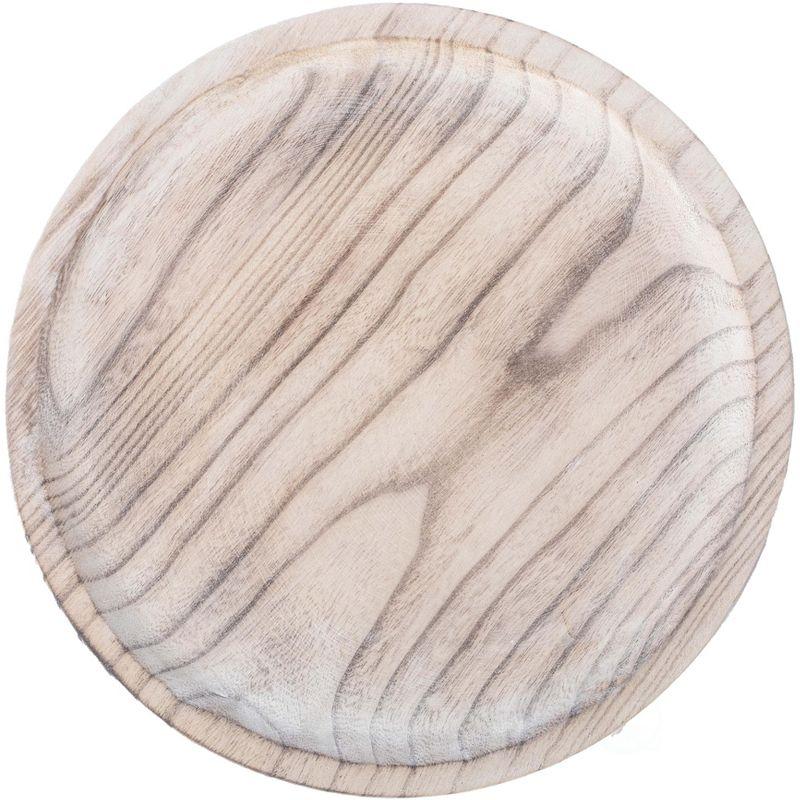 Vintiquewise Vintage Raw Wood Charger Round Display Tray