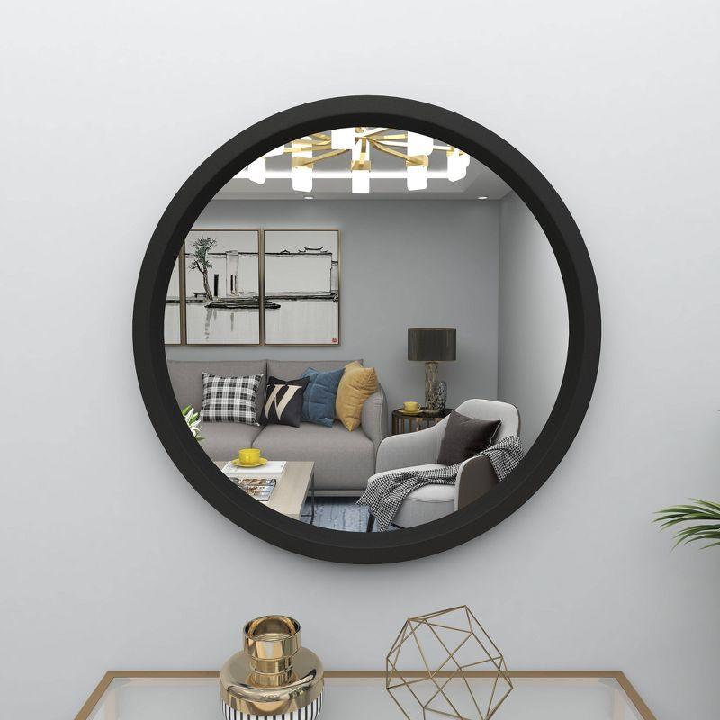 32" Contemporary Wood Wall Mirror Black - Olivia & May: MDF Frame, No Assembly, Wall Mount