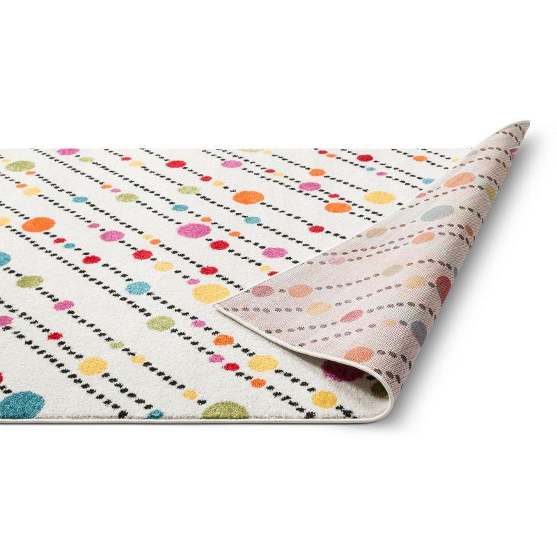 Well Woven Modern Dandy Dots Stripes Bright Kids Room Carpet Soft Durable 3'3" x 5' White Area Rug