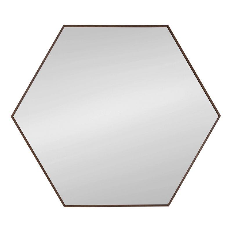 30.75" x 34.75" Rhodes 6 Sided Hexagon Wall Mirror Walnut Brown - Kate and Laurel: Modern, No Assembly, Wall Mount