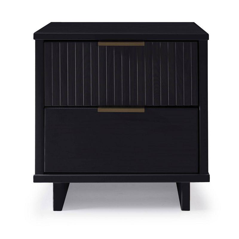 Granville Modern 2 Drawer Nightstand Black - Manhattan Comfort: Bedside Table with Storage, Painted Wood Finish