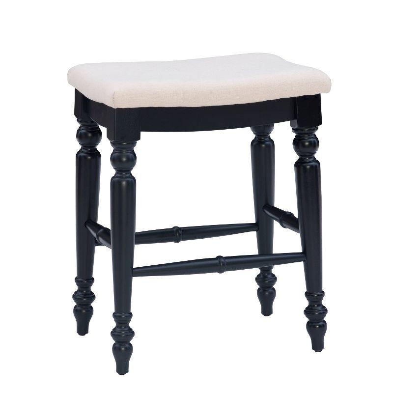 Marino 25" Black Wood and Linen Backless Counter Stool