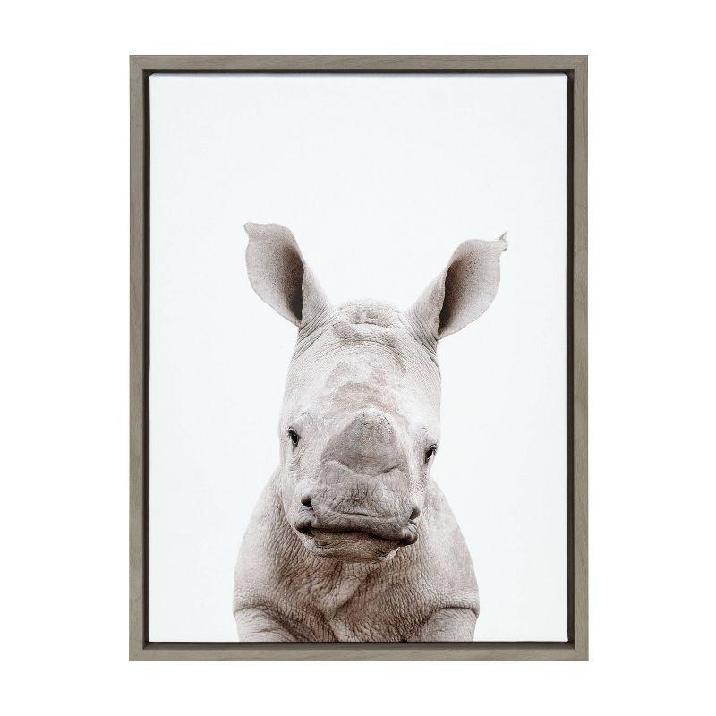 18" x 24" Sylvie Animal Studio Baby Rhino Framed Canvas by Amy Peterson - Kate & Laurel All Things Decor