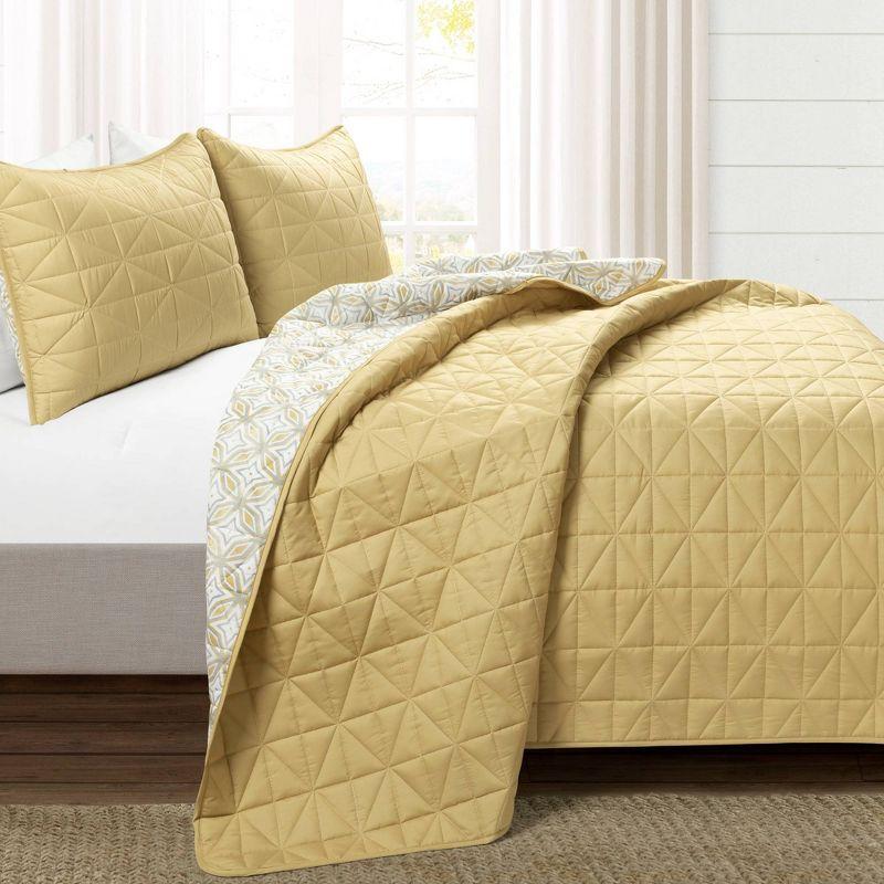 King Yellow Reversible Microfiber Quilt Set