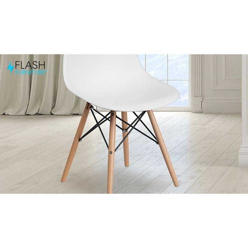 Flash Furniture Elon Series Plastic Chair with Wooden Legs for Versatile Kitchen, Dining Room, Living Room, Library or Desk Use