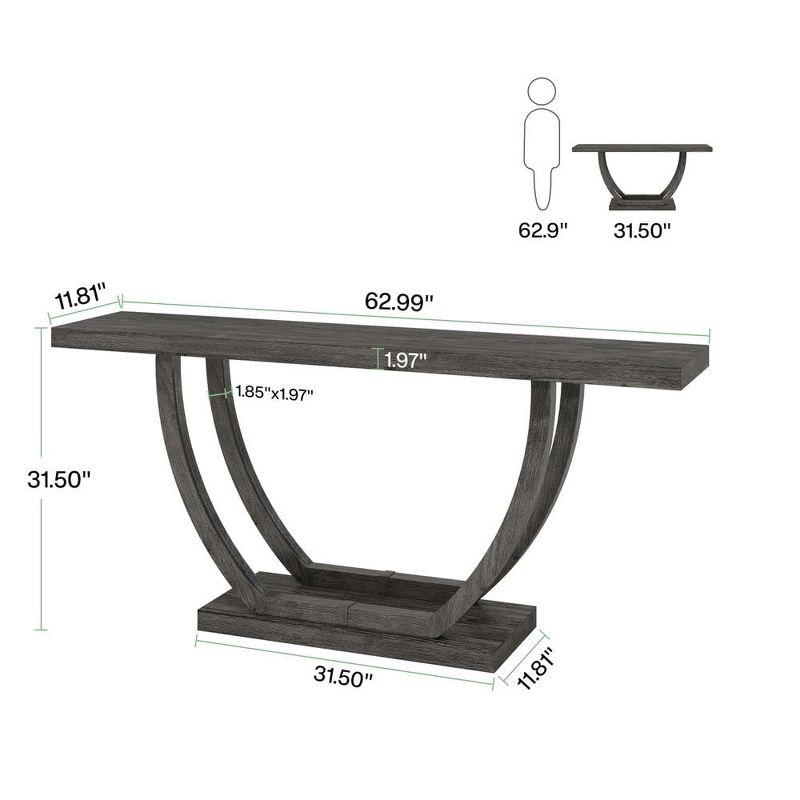 Resenkos Entryway Table, Console Sofa Table,63" Farmhouse Console Table, 2-Tier Entryway Sofa Table Gray