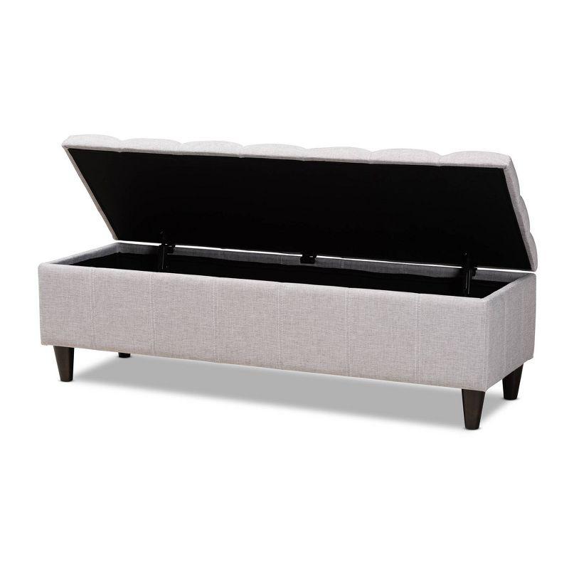 Brette Finished Wood Storage Bench Ottoman Grayish Beige - Baxton Studio: Mid-Century Modern, Bedroom & Entryway