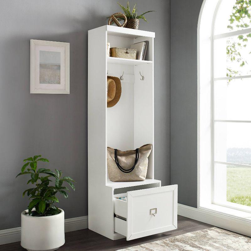 White Coastal Hall Tree with Storage Bench and Hooks