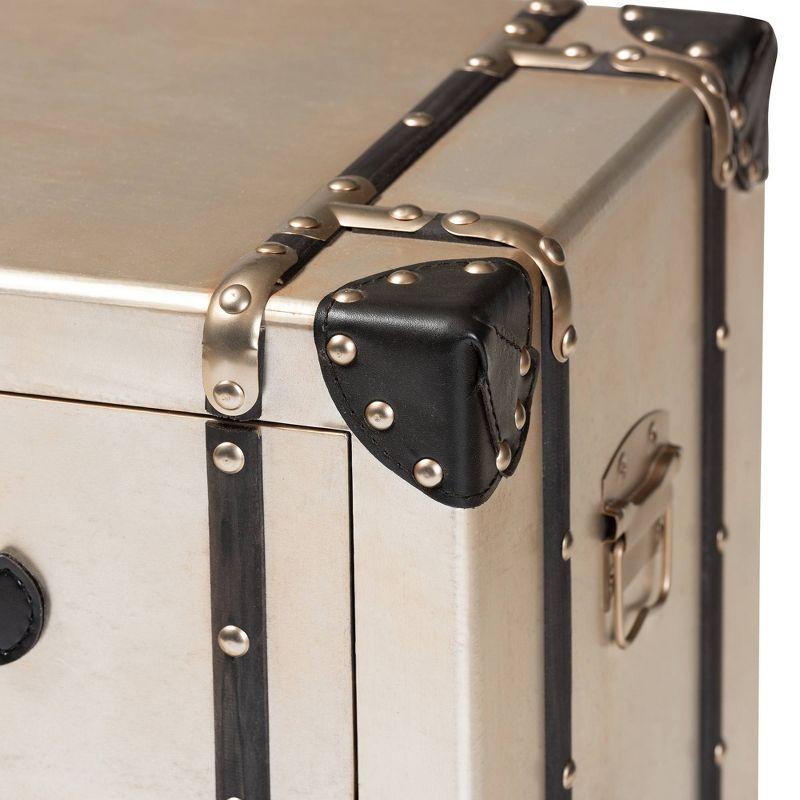 Dilan Metal 3 Drawer Nightstand Light Cream/Black - Baxton Studio: Vintage Style Bedside Storage
