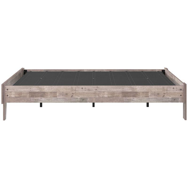 Full Neillsville Platform Bed Whitewash - Signature Design by Ashley: Wood Frame, No Box Spring Needed