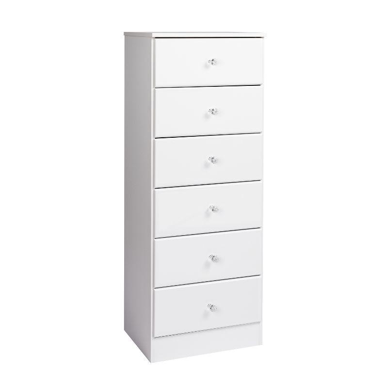 Astrid Crystal White 6-Drawer Contemporary Tall Chest