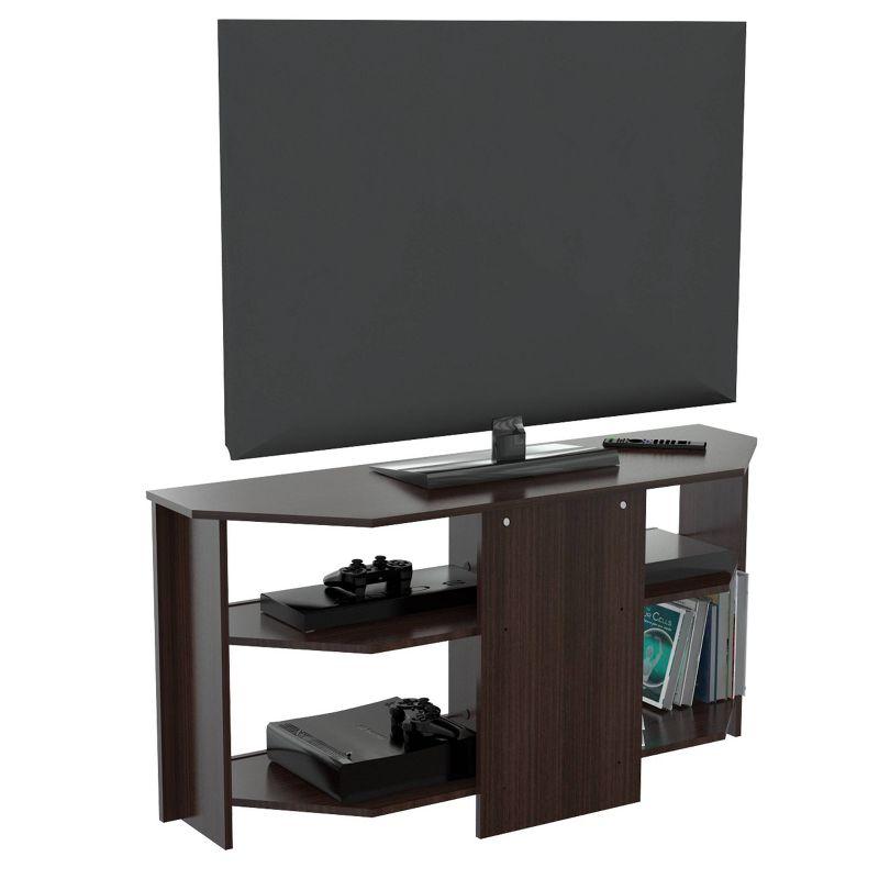 Corner TV Stand for TVs up to 60" Espresso - Inval: Durable Melamine, Scratch Resistant, Cable Management