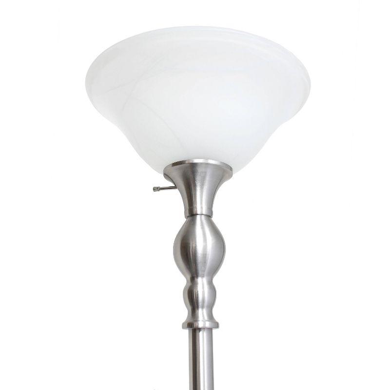 1-Light Classic Torchiere Floor Lamp with Marbleized Glass Shade - Lalia Home