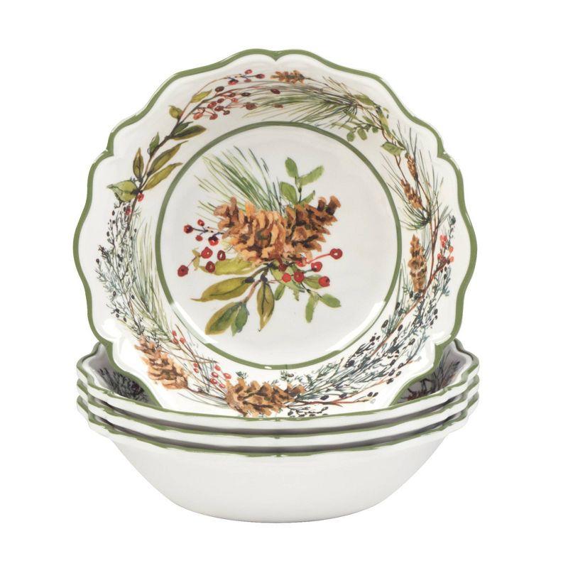 Winter's Forest 8.25" Melamine All Purpose Bowls, Set of 4