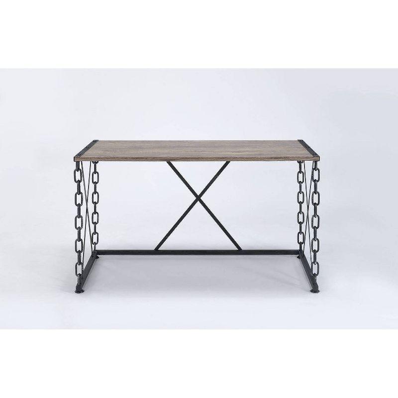 Acme Furniture 48" Jodie Console Table Rustic Oak and Antique Black Finish: Melamine Veneer, Metal Frame, Spot Clean