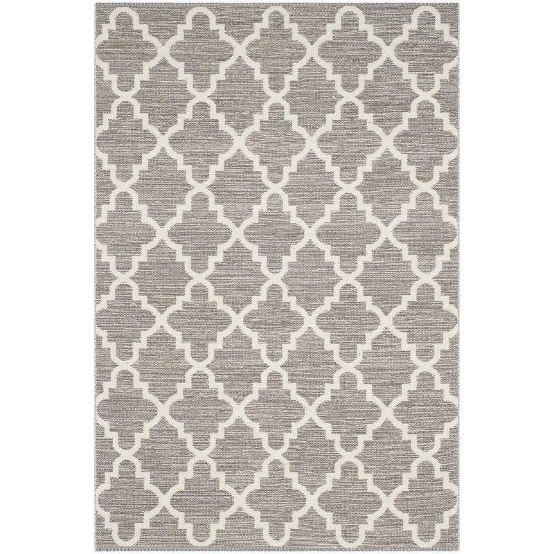 Grey and Ivory Cotton Flat Woven Reversible Area Rug