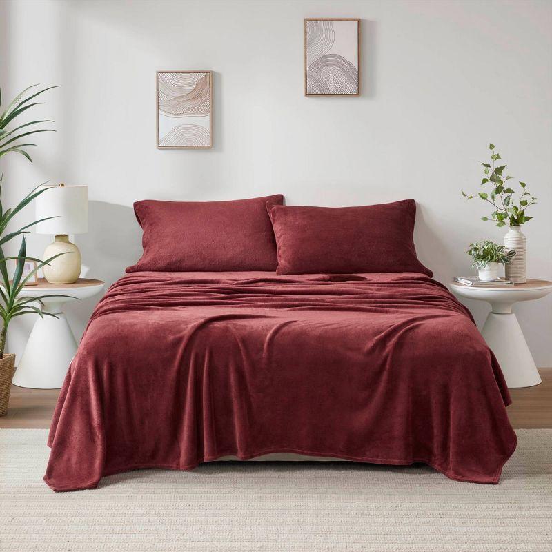 True North by Sleep Philosophy Soloft Plush Micro Plush Sheet Set Burgundy