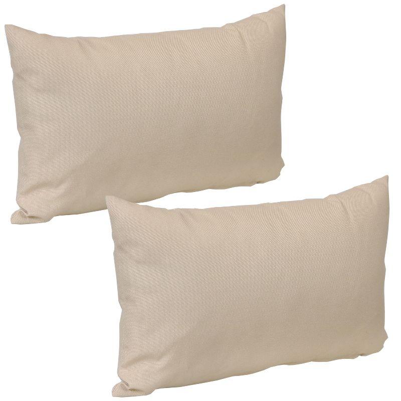 Beige Weather-Resistant Polyester Lumbar Pillow Covers, 12" x 20"