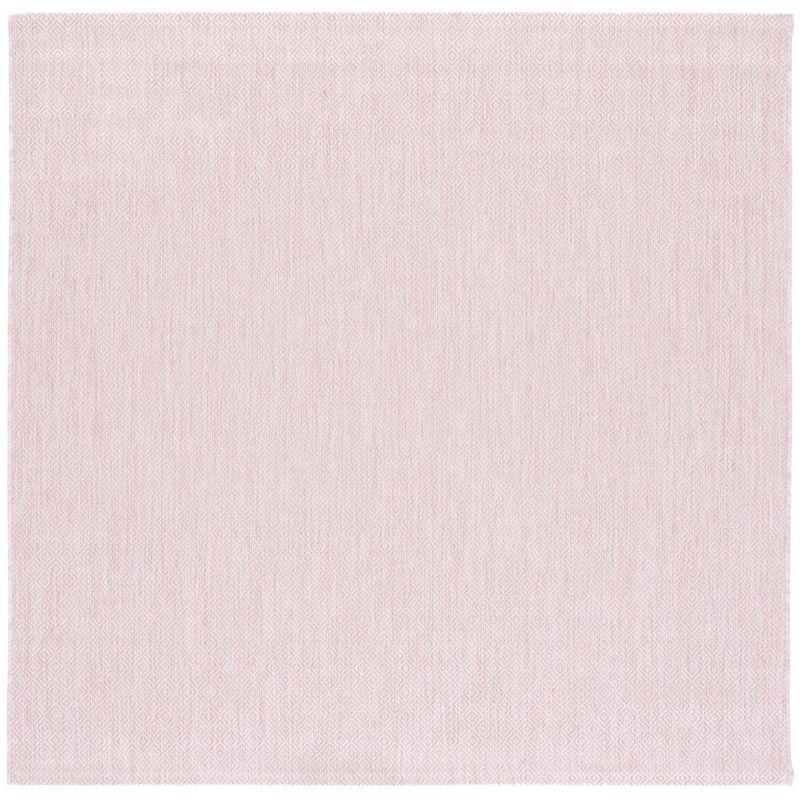 Soft Pink Square Non-slip Synthetic Indoor/Outdoor Rug