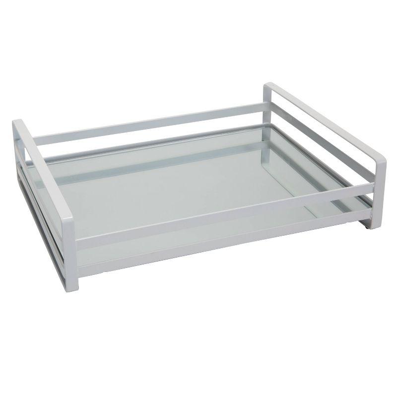 Home Details Flat Wire Large Vanity Tray White : Microfiber, Machine Washable, Non-Slip Backing