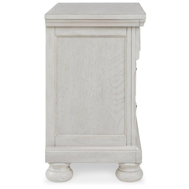 Robbinsdale 2 Drawer Nightstand White - Signature Design by Ashley: Bronze-Tone Hardware, Wood Veneer, Storage Tray