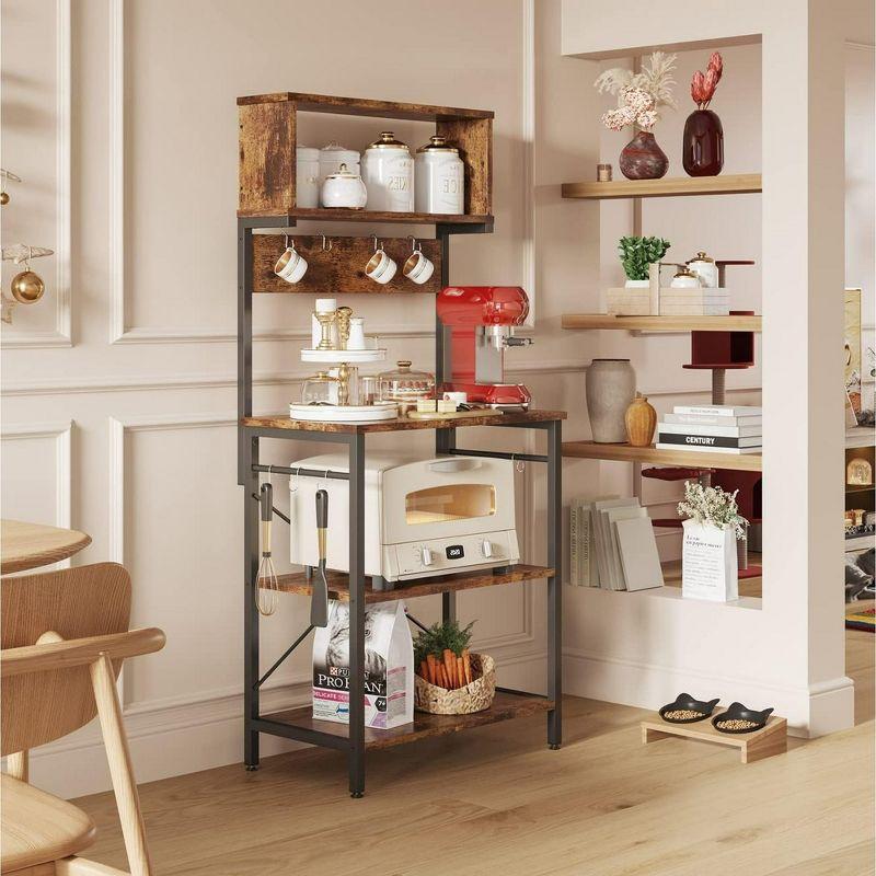 Bestier 5 Tier Microwave Stand, Coffee Bar Table with Storage for Small Space Kitchen 24in brown
