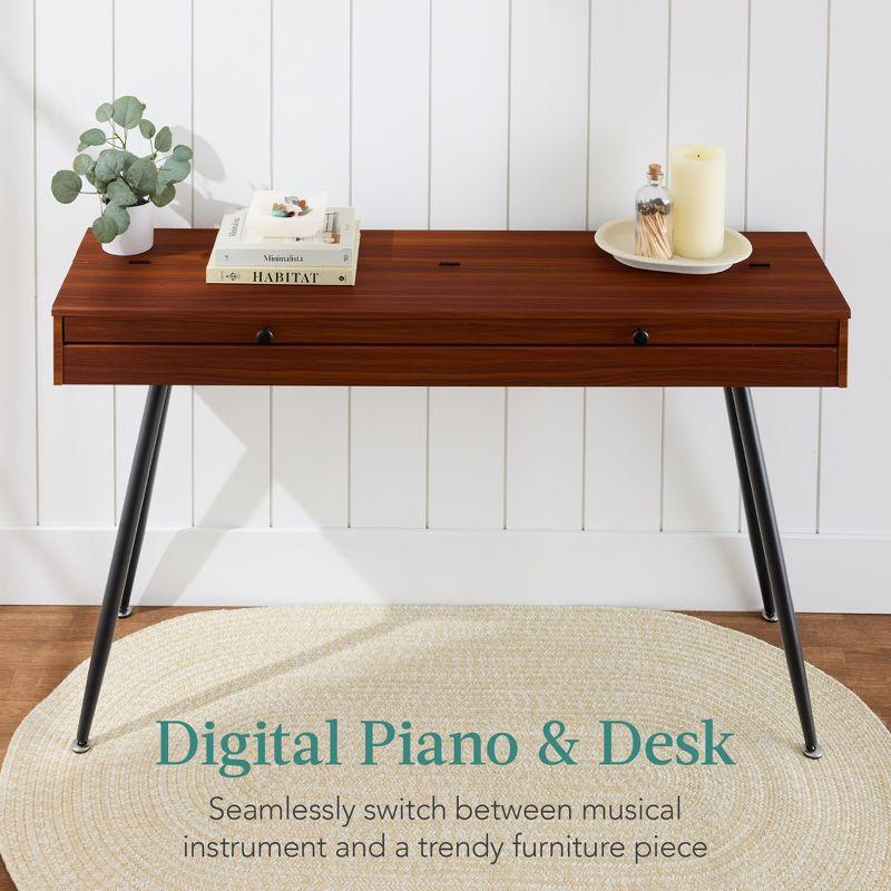 Best Choice Products Best Choice Product Modern 88 Key Fully Weighted Desk Style Digital Piano w/ Metal Legs, 3 Sustain Pedal - Natural