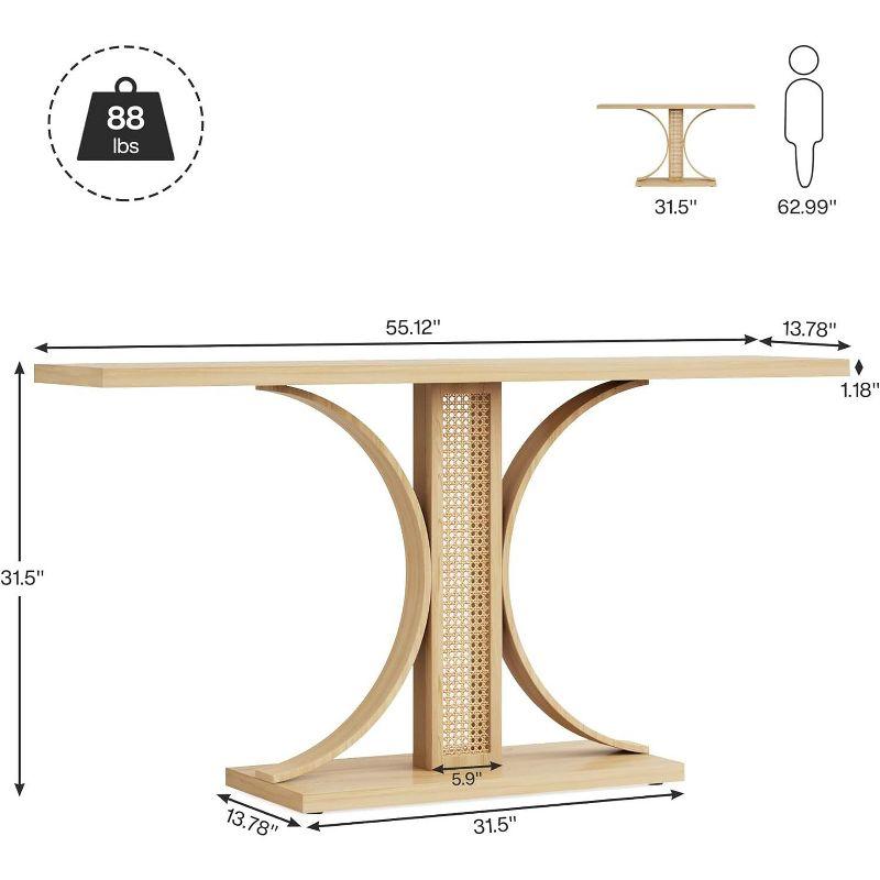 Tribesigns 55 Inches Rattan Console Table, Farmhouse Hallway Table, Light Brown