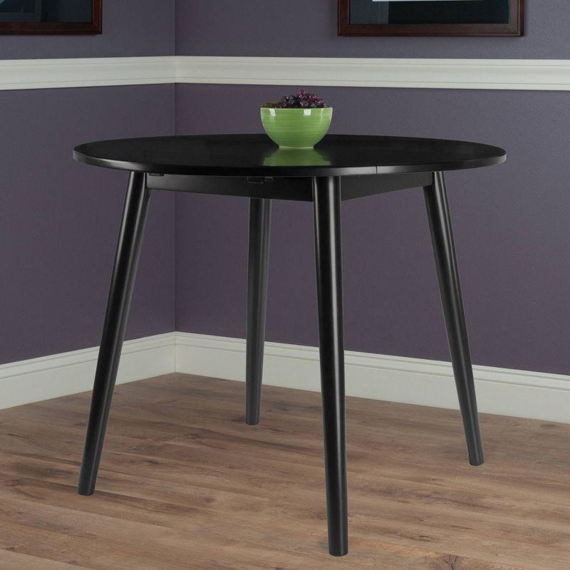 36" Moreno Round Drop Leaf Dining Table Black - Winsome: Space-Saving, Seats 4