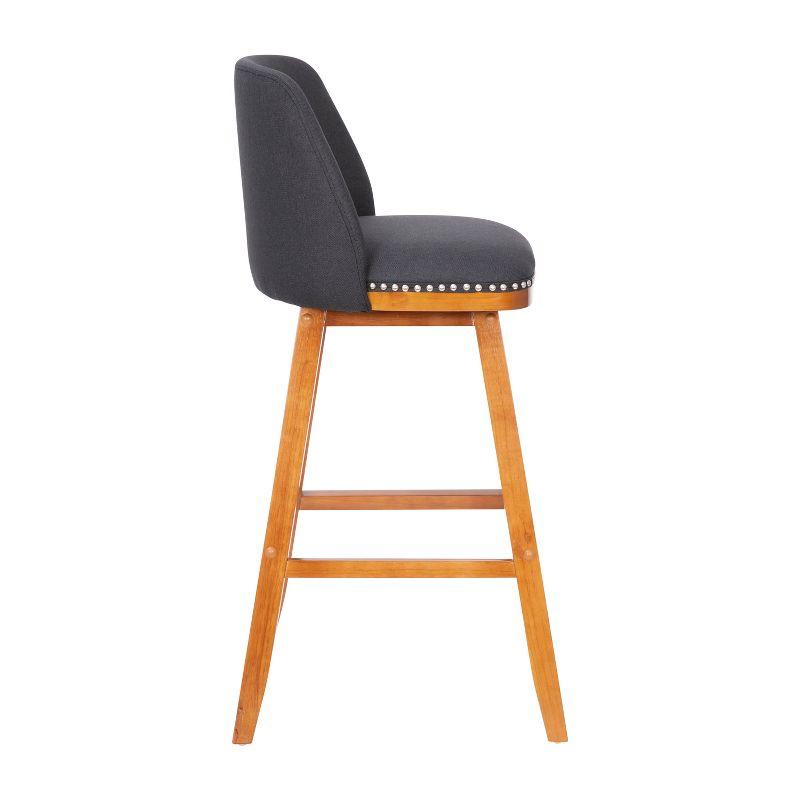 Flash Furniture 2 Pack Commercial Walnut Finish Wood Barstools with Nail Trim-Charcoal Faux Linen
