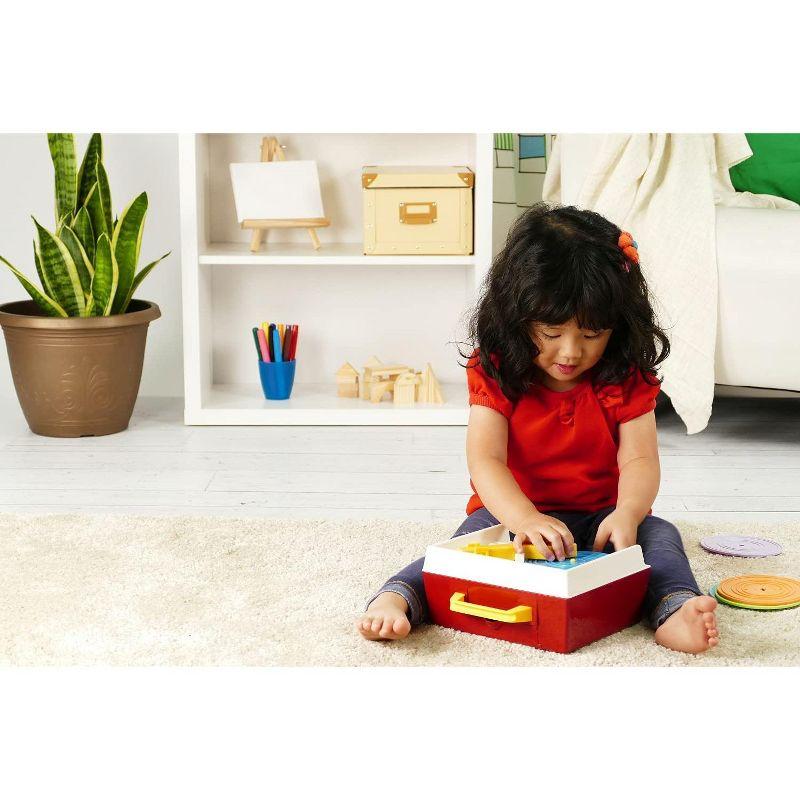 Schylling Fisher Price Classic Toys - Retro Music Box Record Player, Ages 18 Months and Up, Blue/Yellow/White