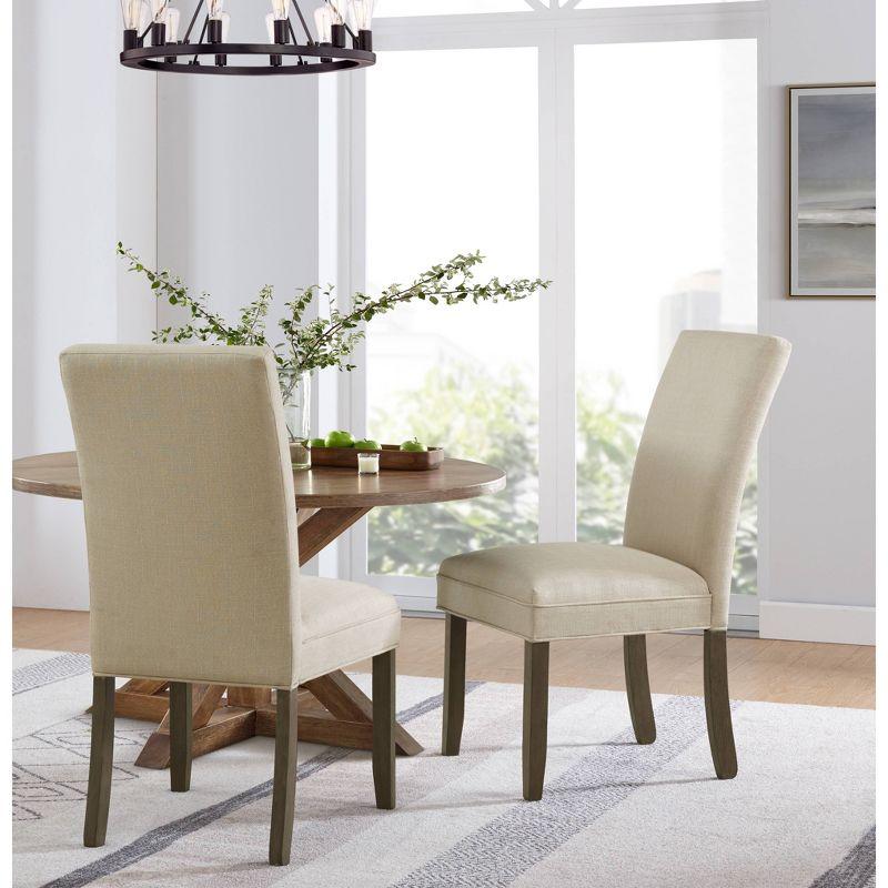 Alaterre Furniture Set of 2 Gwyn Parsons Upholstered Armless Chairs Cream: Modern Polyester Dining Seating