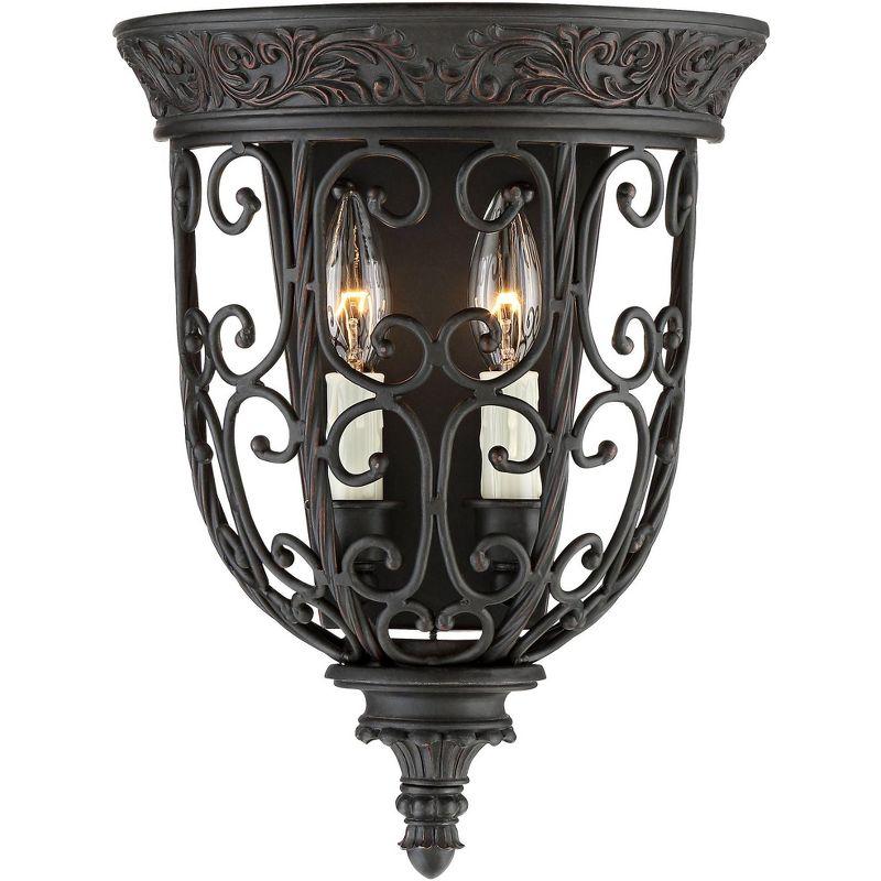 Franklin Iron Works French Scroll Rustic Wall Light Sconce Rubbed Bronze Hardwire 10 1/2" Fixture for Bedroom Bathroom Vanity Reading Living Room Home