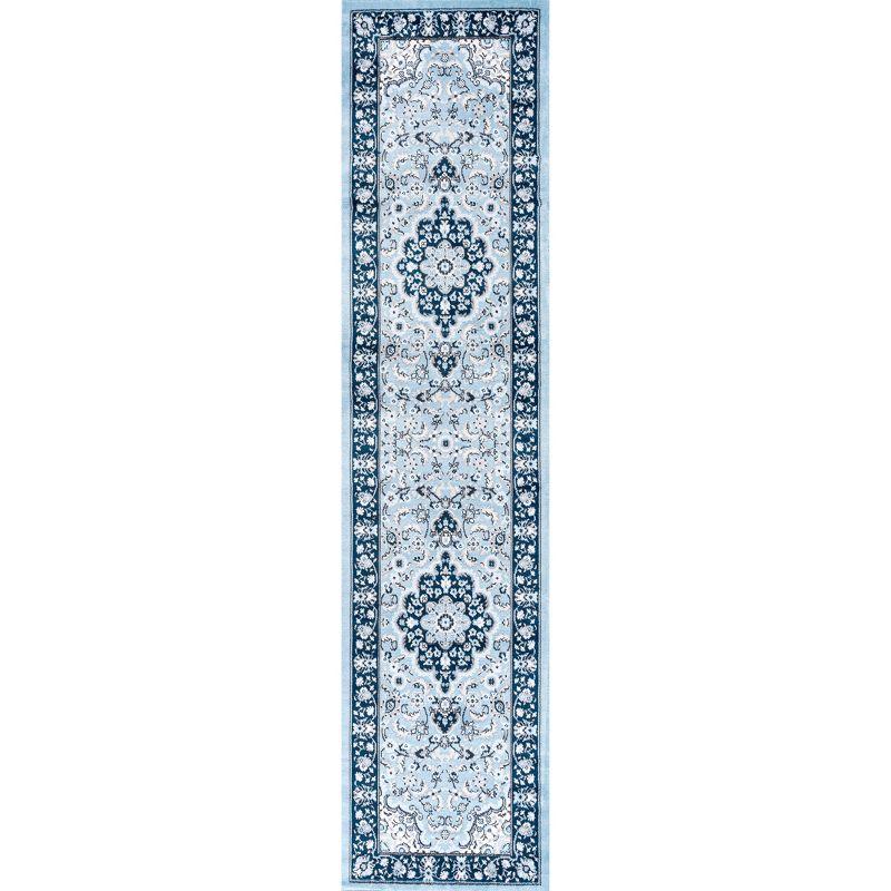 Blue Medallion Synthetic Reversible Area Rug 2x10 Feet