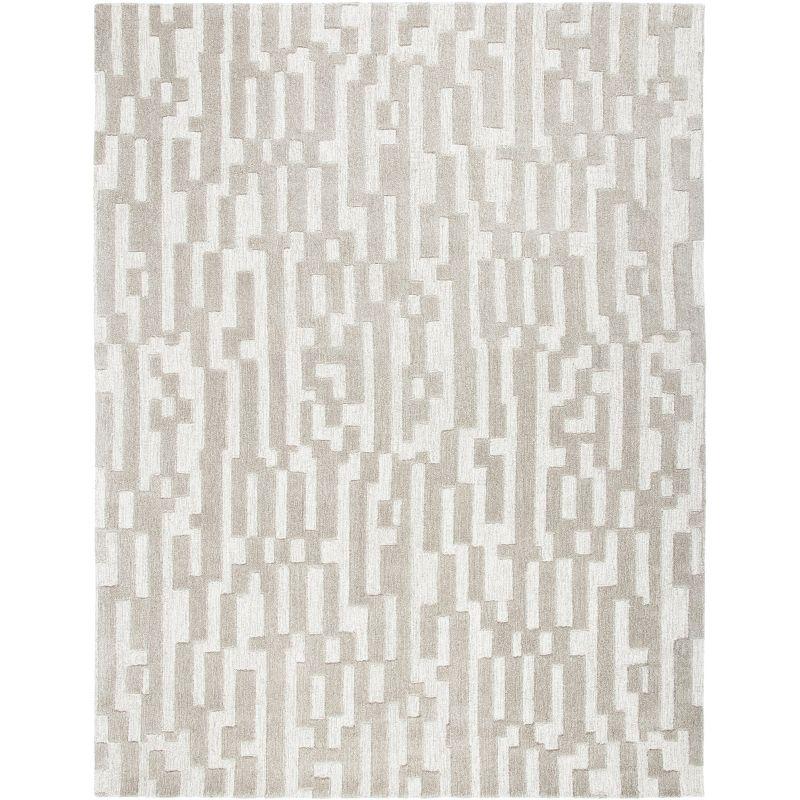 Gray 6' x 9' Hand-Tufted Wool Geometric Area Rug