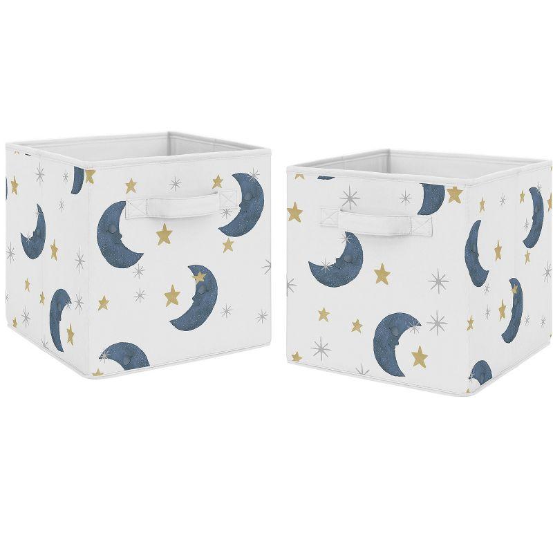 Navy and Gold Moon and Stars Foldable Fabric Storage Cubes