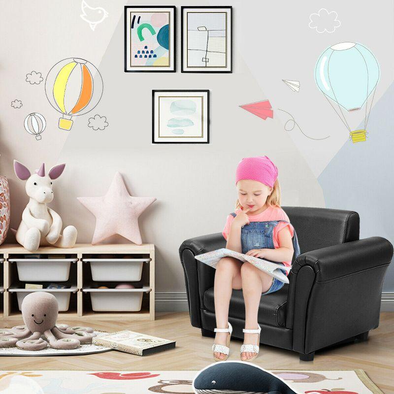 Costway Kids Sofa Armrest Chair Couch Children Toddler Birthday Gift w/ Ottoman Black