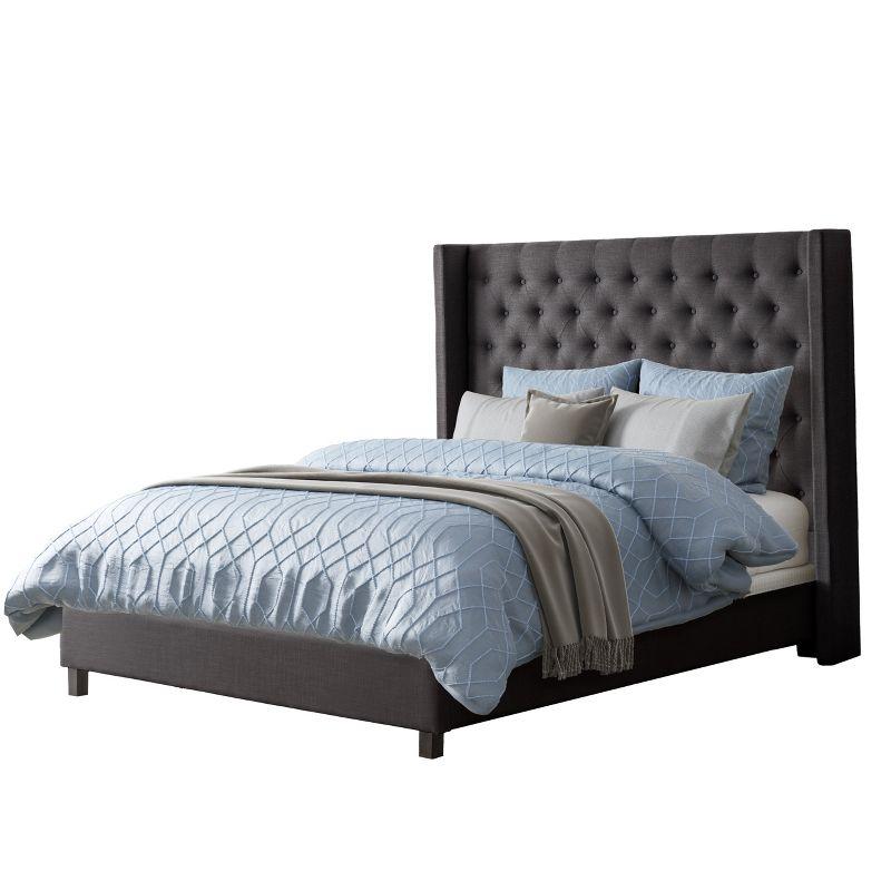 King Fairfield Dark Gray Upholstered Bed with Tufted Wingback Design