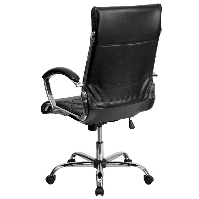 Flash Furniture High Back Designer Quilted LeatherSoft Executive Swivel Office Chair with Chrome Base and Arms