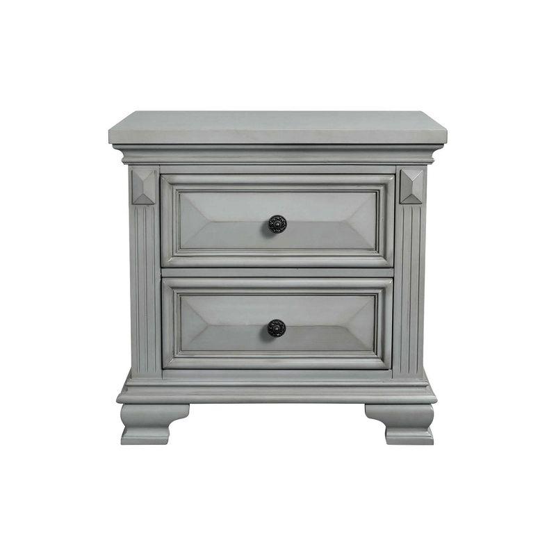 Trent Gray 2-Drawer Transitional Nightstand with Cedar Lining