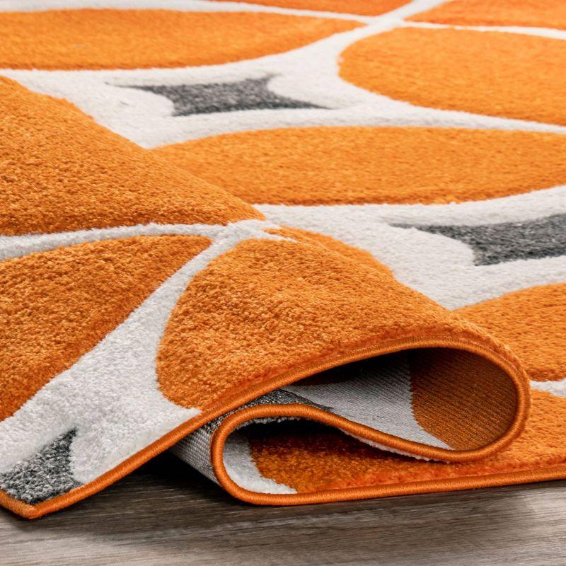 Handmade Tufted Deep Orange Synthetic Runner Rug, 32x6 in