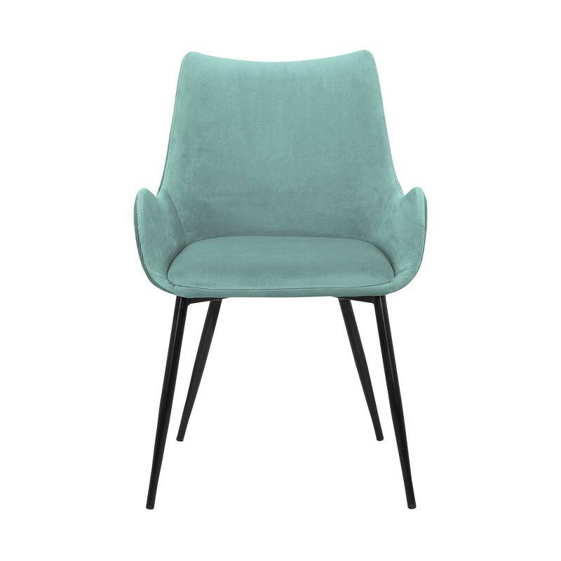 Teal High-Back Upholstered Arm Chair with Gold Metal Legs